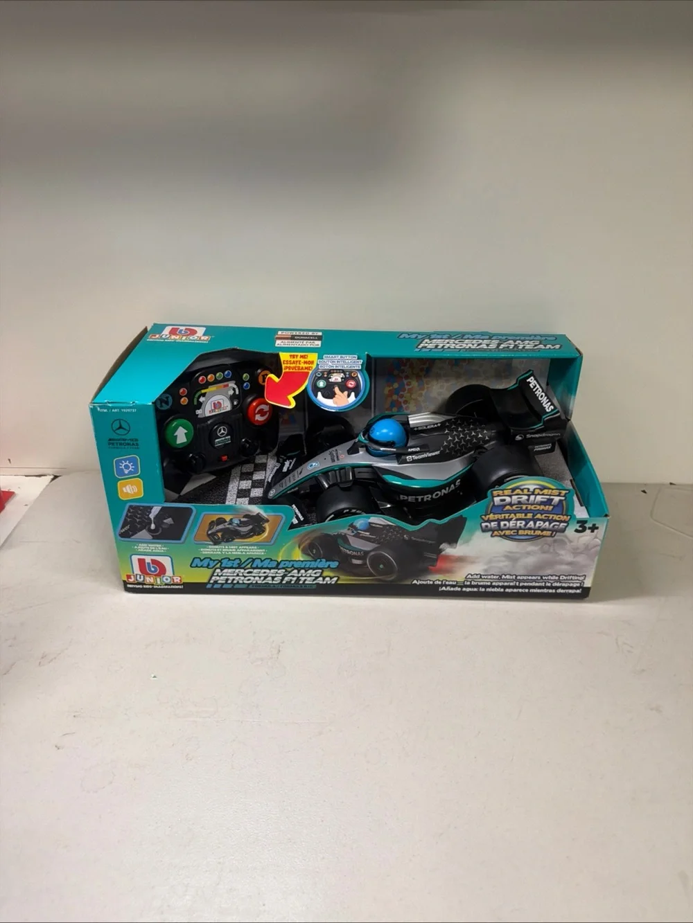 Remote Control Racing Car with Steering Wheel Controller - Black & Blue